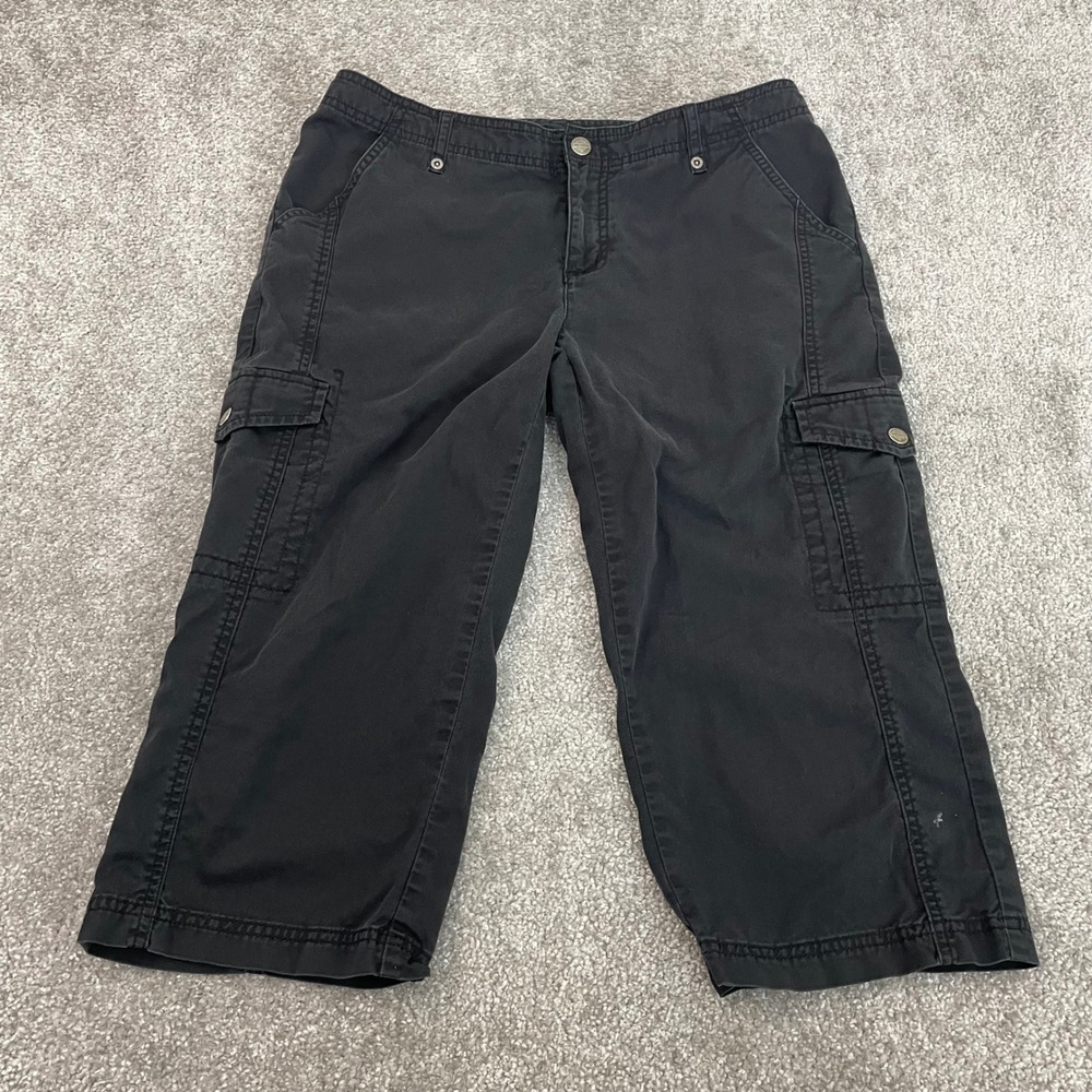 Harley Davidson Cargo Capri Pants Womens 10 Biker Y2K Streetwear Black Mid Rise